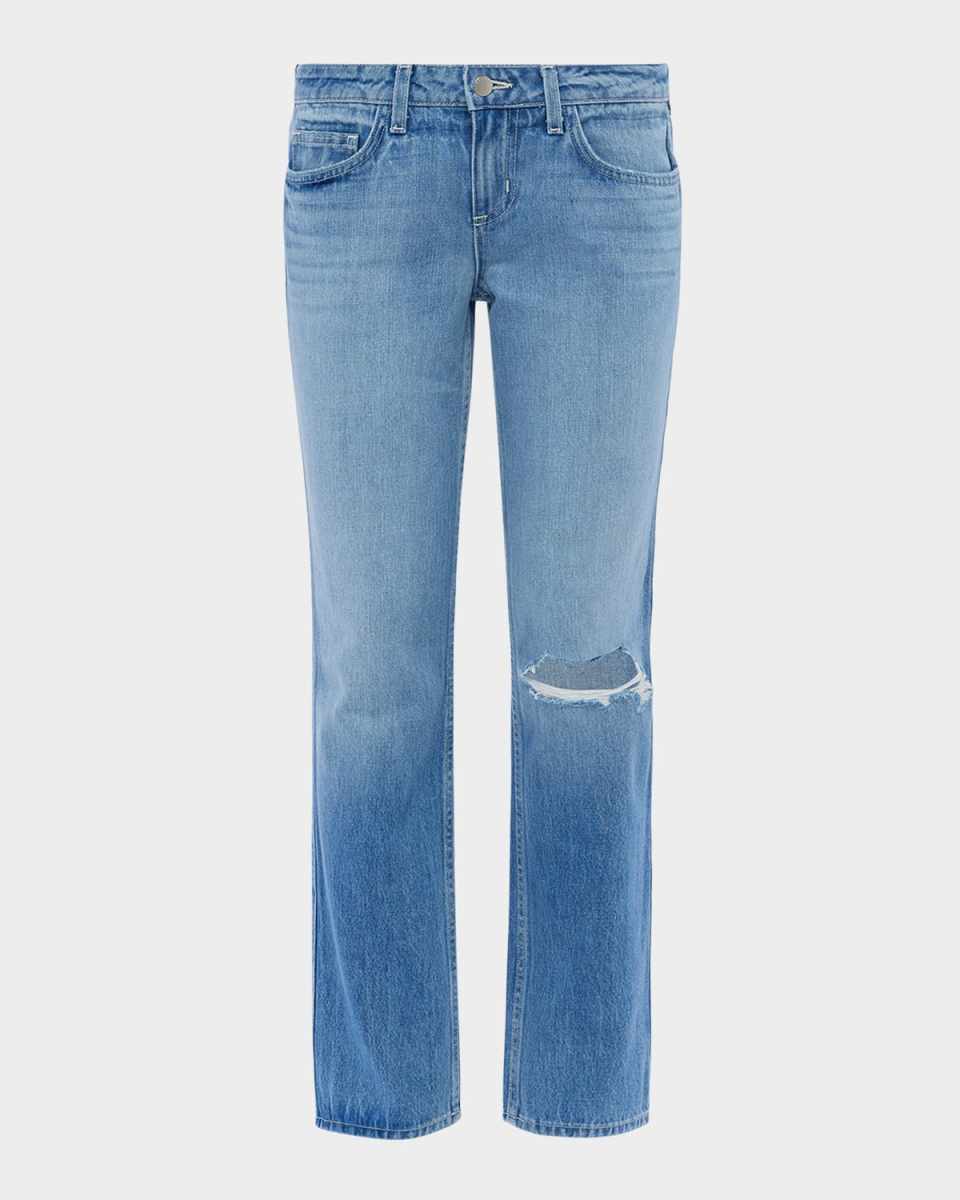 Nevia Low-Rise Distressed Straight Jeans
